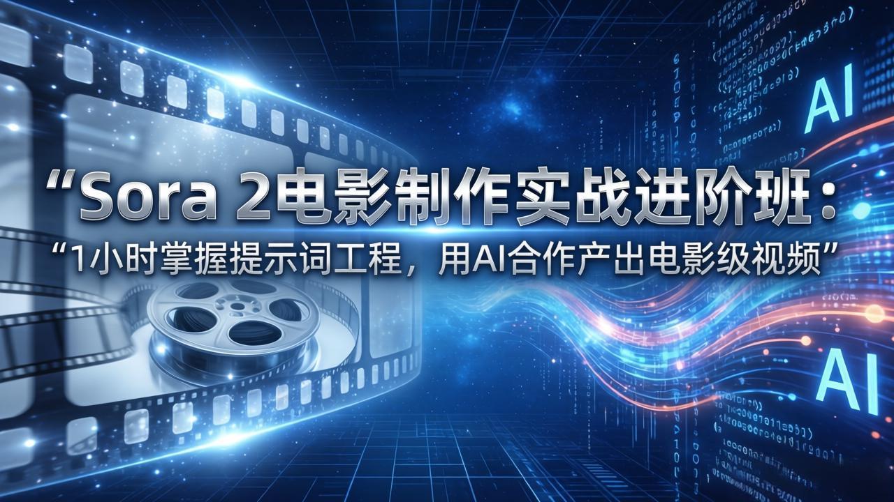 Sora 2电影制作实战进阶班：1小时掌握提示词工程，用AI合作产出电影级视频-hl998