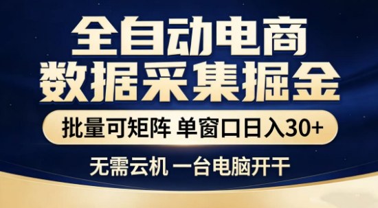 独家电商数据全自动采集项目，批量可矩阵，单窗口轻松日入3张+【揭秘】-hl998