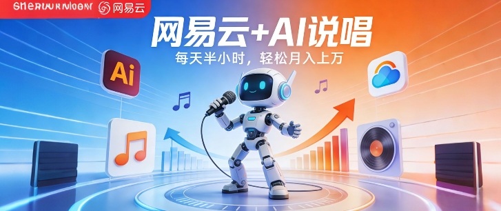 网易云+AI说唱，每天半小时，AI内容创作+流量变现，轻松月入1W-hl998