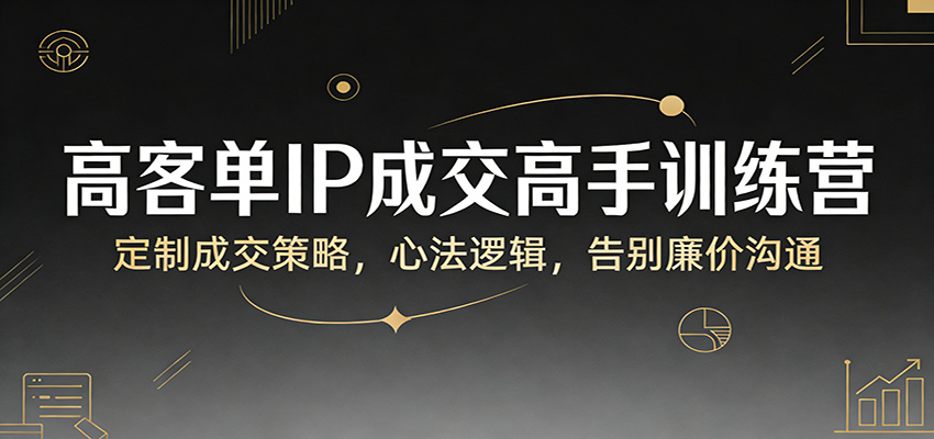 高客单IP成交高手训练营：定制成交策略，心法逻辑，告别廉价沟通-hl998