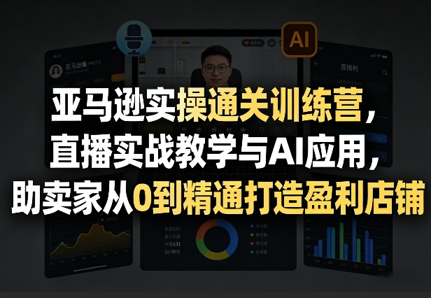 亚马逊实操通关训练营，直播实战教学与AI应用，助卖家从0到精通打造盈利店铺(更新3月)-hl998
