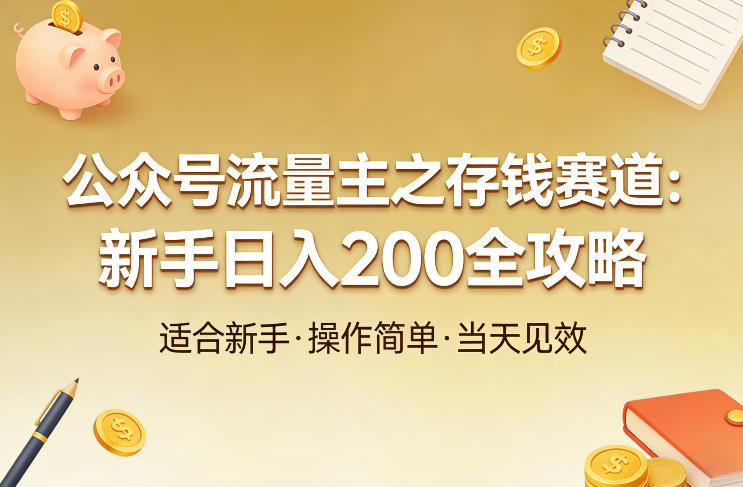 公众号流量主之存钱赛道，贴合当下需求，适合新手，一天收益2张-hl998