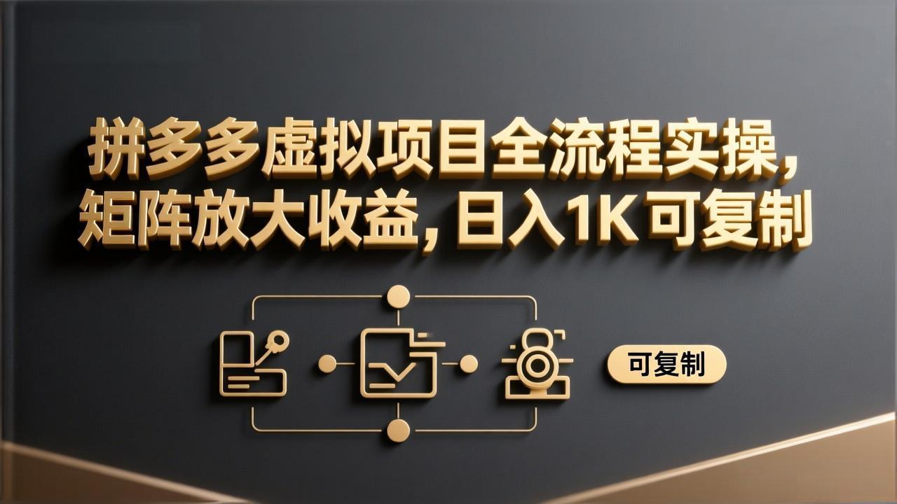 拼多多虚拟项目全流程实操，矩阵放大收益，日入 1K 可复制-hl998