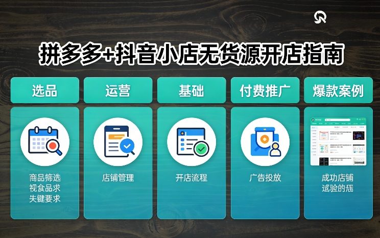拼多多+抖音小店无货源开店，包括：选品、运营、基础、付费推广、爆款案例等(更新26年3月)-hl998