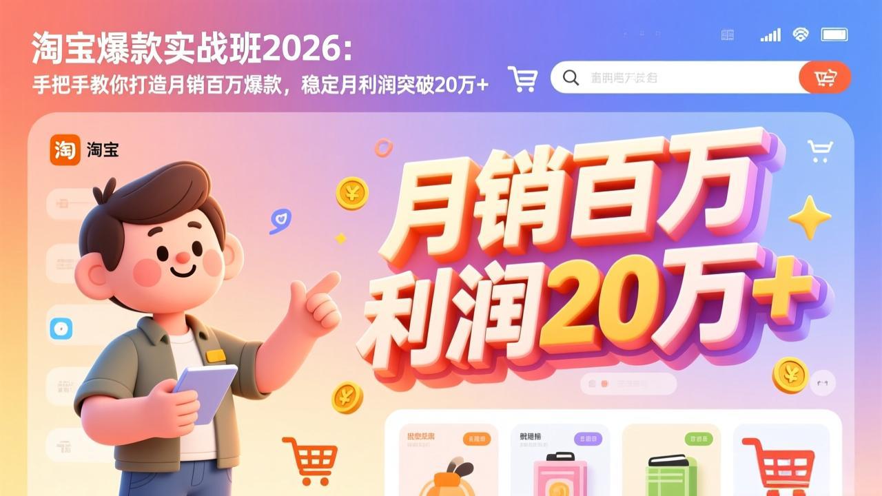 淘宝爆款实战班-2026年3月更新：手把手教你打造月销百万爆款，稳定月利润突破20万+-hl998