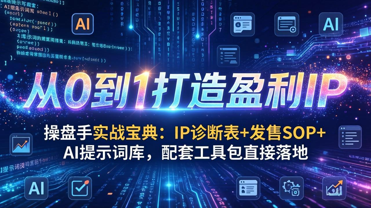 操盘手实战宝典：IP诊断表+发售SOP+AI提示词库，配套工具包直接落地，从0到1打造盈利IP-hl998