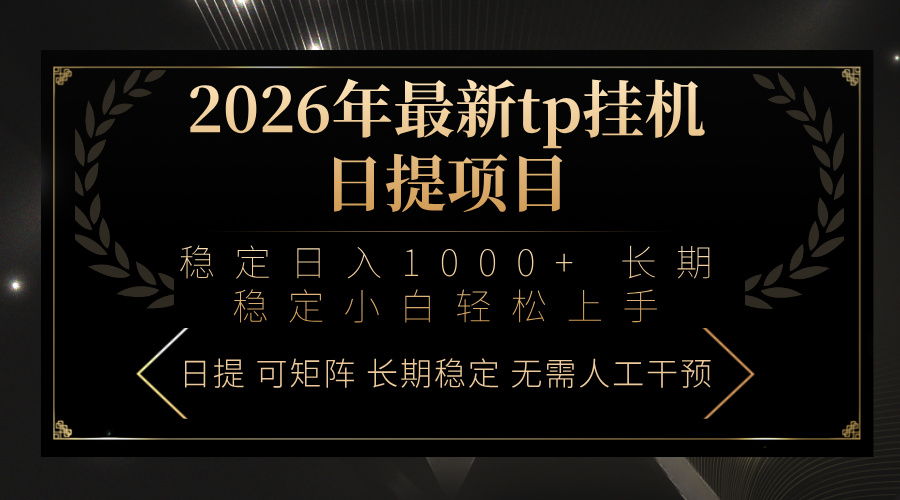 2026年最新tp挂机日提项目：稳定日入1000+小白轻松上手-hl998
