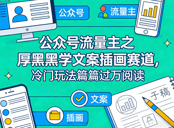 公众号流量主之厚黑学文案插画赛道，冷门玩法篇篇过万阅读-hl998
