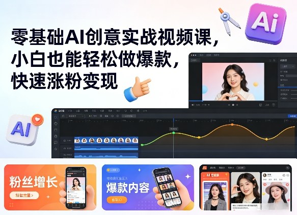 零基础AI创意实战视频课，小白也能轻松做爆款，快速涨粉变现-hl998