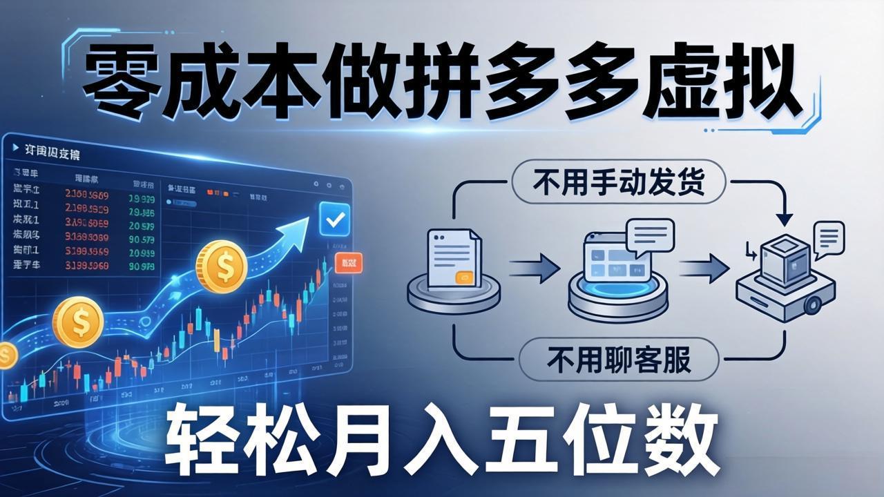 零成本做拼多多虚拟，不用手动发货，不用聊客服，轻松月入五位数！-hl998