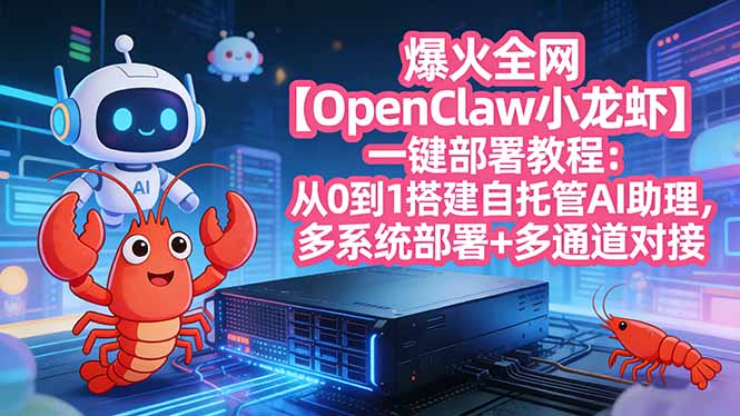 爆火全网【OpenClaw 小龙虾】一键部署教程：从0到1搭建自托管AI助理，多系统部署+多通道对接-hl998