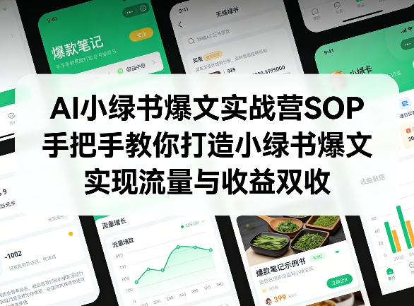 AI小绿书爆文实战营SOP，手把手教你打造小绿书爆文，实现流量与收益双收-hl998