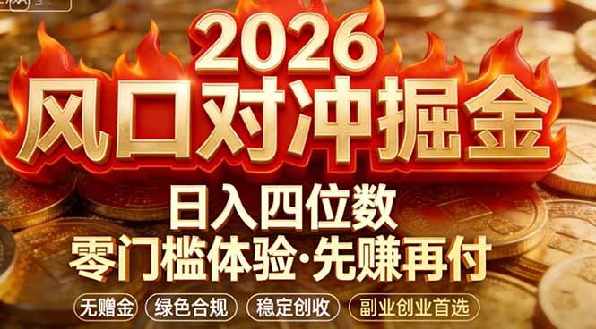2026美金对冲套利，无赠金对冲策略保驾护航，低门槛易上手实操。单人单日收益2000+-hl998