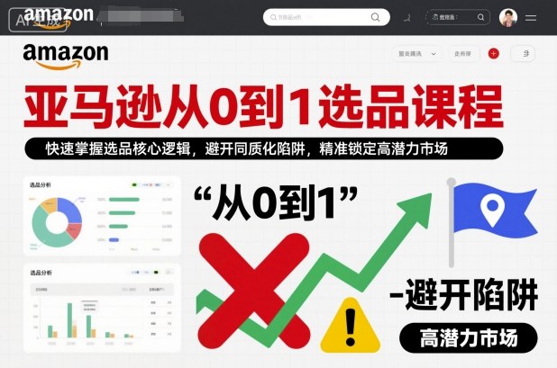 亚马逊从0到1选品课程，快速掌握选品核心逻辑，避开同质化陷阱，精准锁定高潜力市场(更新)-hl998
