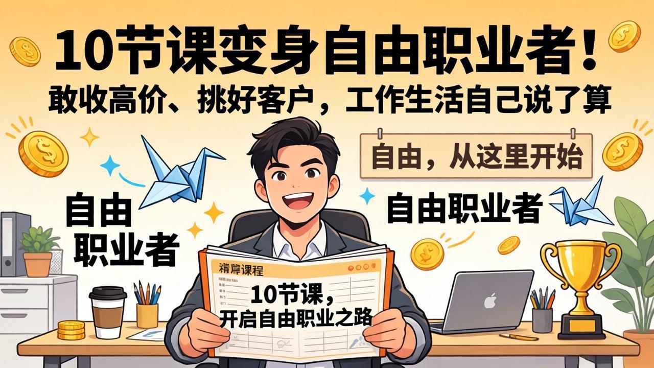 10 节课变身自由职业者！敢收高价、挑好客户，工作生活自己说了算-hl998