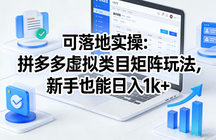 可落地实操：拼多多虚拟类目矩阵玩法，新手也能日入1k+【揭秘】-hl998
