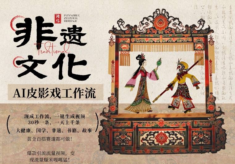 AI一键生成民俗文化非遗皮影戏视频，一刀不剪无需剪辑，30S一条，一天上百条，流量财富嘎嘎猛-hl998