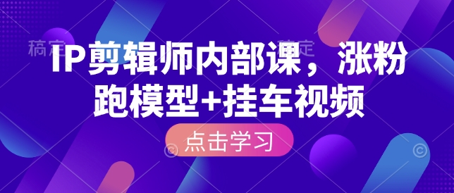 IP剪辑师内部课，涨粉跑模型+挂车视频(更新)-hl998