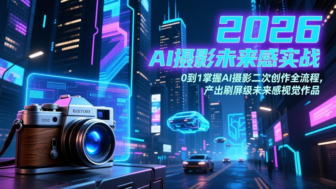 2026 AI摄影未来感实战：0到1掌握AI摄影二次创作全流程，产出刷屏级未来感视觉作品-hl998