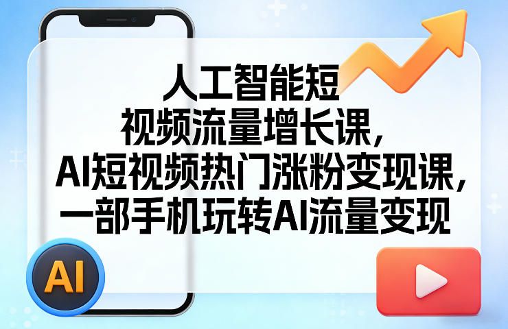 人工智能短视频流量增长课，AI短视频热门涨粉变现课，一部手机玩转AI流量变现-hl998