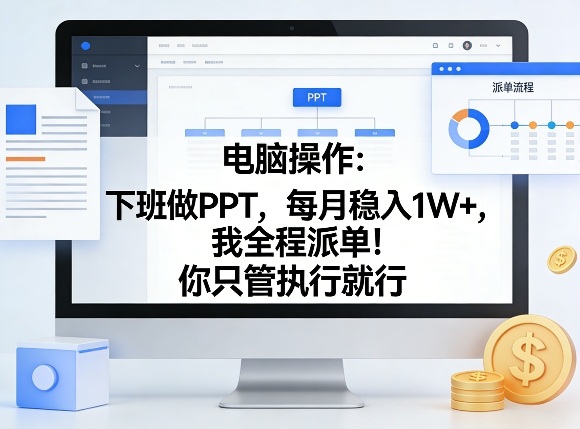 电脑操作：下班做PPT，每月稳入1W+，我全程派单！你只管执行就行【揭秘】-hl998