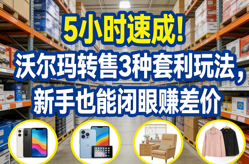 5小时速成！沃尔玛转售3种套利玩法，新手也能闭眼賺差价-hl998
