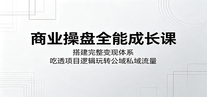 商业操盘全能成长课：搭建完整变现体系，吃透项目逻辑玩转公域私域流量-hl998