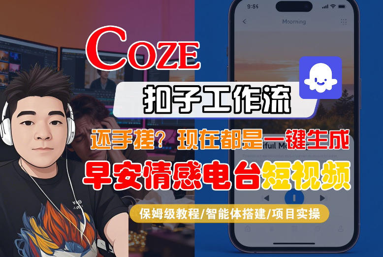 【Coze工作流搭建实操教程】【coze】早安情感电台日签视频还在手动做？用扣子工作流自动生成，省时90%-hl998