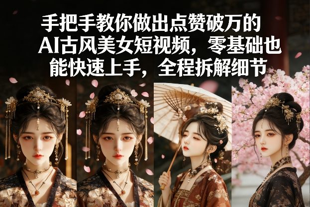 手把手教你做出点赞破万的AI古风美女短视频，零基础也能快速上手，全程拆解细节-hl998