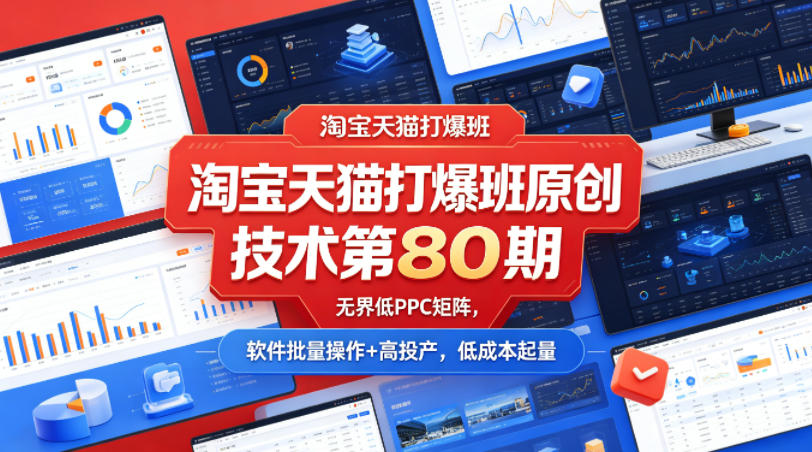 淘宝天猫打爆班原创技术第80期，无界低PPC矩阵，软件批量操作+高投产，低成本起量-hl998