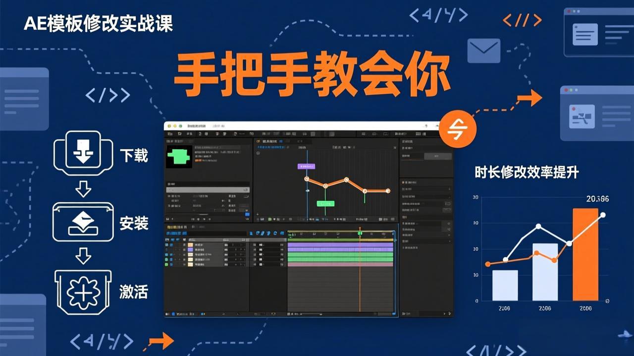 AE模板修改实战课从0到1，软件安装插件缺失跟踪时长修改全流程手把手教会你-hl998