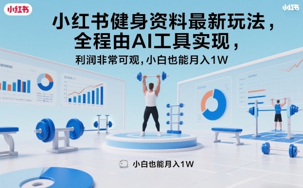 小红书健身资料最新玩法，全程由AI工具实现，利润非常可观，小白也能月入1W＋【揭秘】-hl998