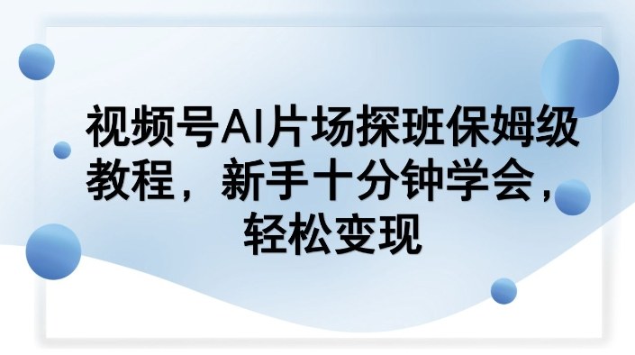 视频号AI片场探班保姆级教程，新手十分钟学会，轻松变现-hl998