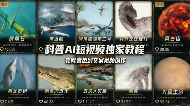 科普造物主AI短视频独家教程：从软件安装、壳隆音色到文案视频创作，零基础快速做爆款-hl998