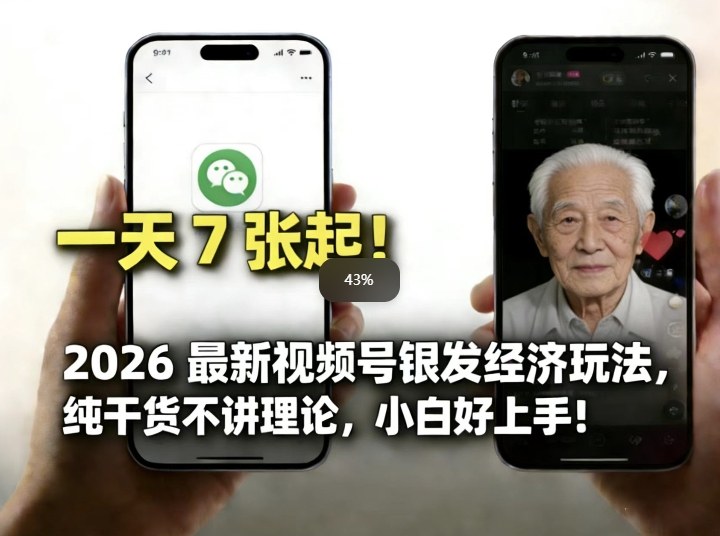 2026最新视频号银发经济玩法，轻松每天7张起，小白也可做-hl998