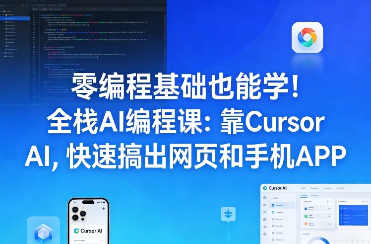 零编程基础也能学！全栈AI编程课：靠Cursor AI，快速搞出网页和手机APP-hl998