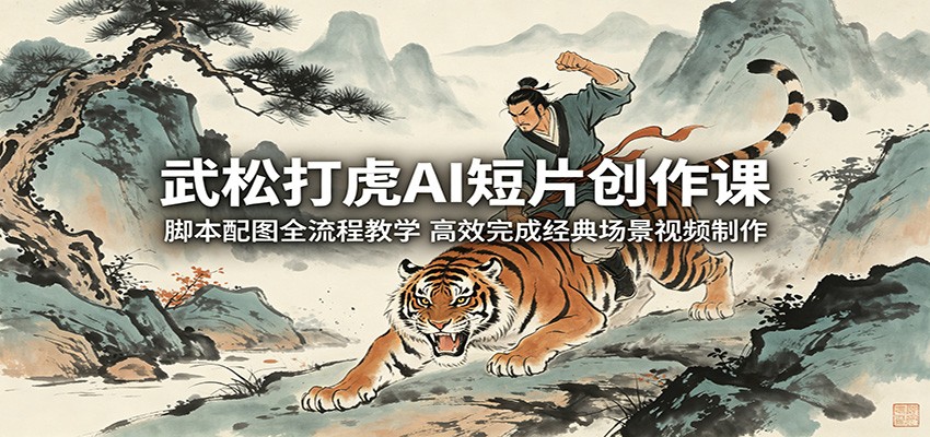 武松打虎AI短片创作课：脚本配图全流程教学，高效完成经典场景视频制作-hl998