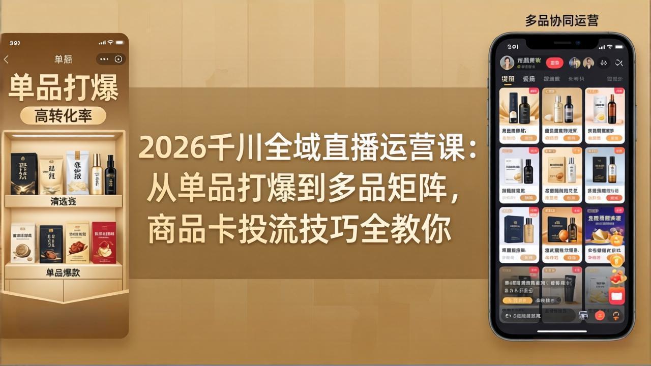 2026千川全域直播运营课：从单品打爆到多品矩阵，商品卡投流技巧全教你-hl998