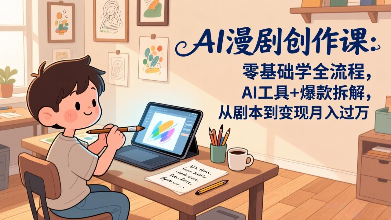 AI漫剧创作课：零基础学全流程，AI工具+爆款拆解，从剧本到变现月入过万-hl998