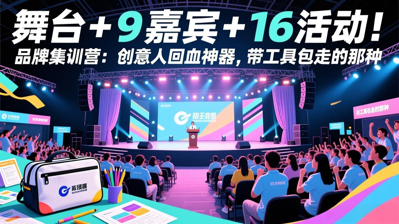 舞台 + 9 嘉宾 + 16 活动！品牌集训营：创意人回血神器，带工具包走的那种-hl998
