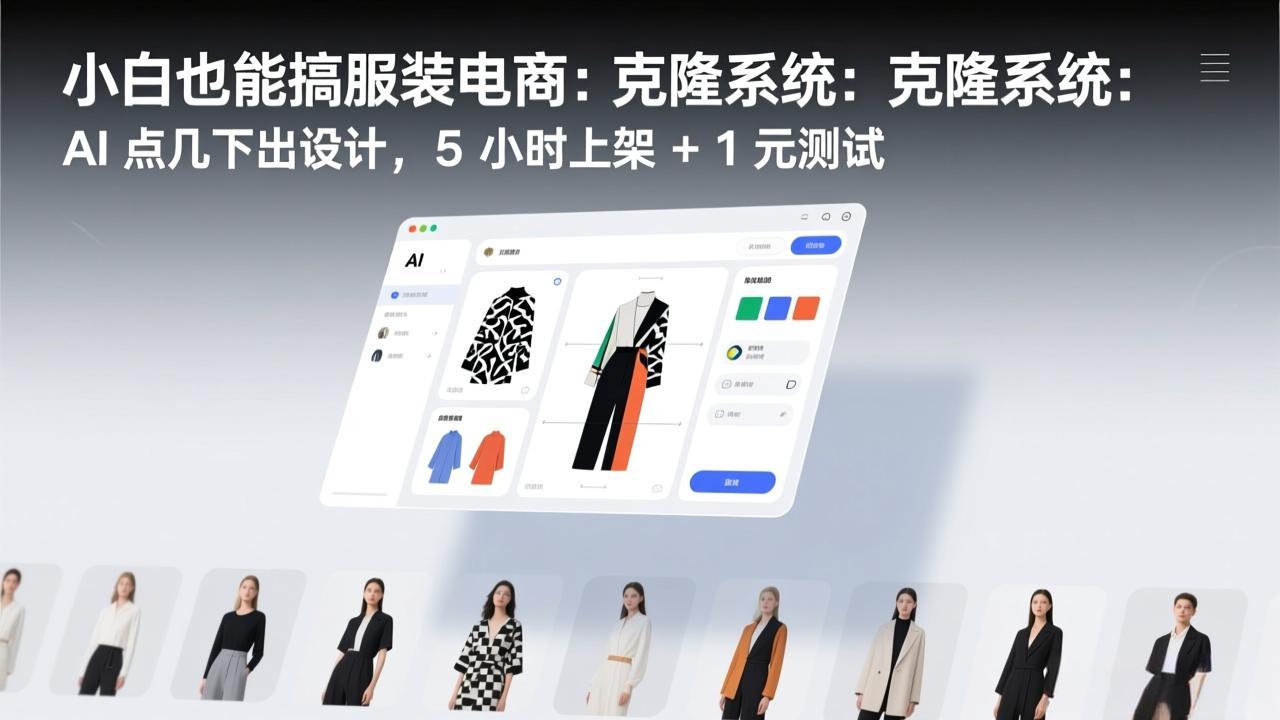 小白也能搞服装电商：克隆系统：AI 点几下出设计，5 小时上架 + 1 元测试-hl998