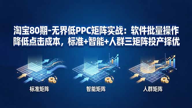 淘宝80期-无界低PPC矩阵实战：软件批量操作降低点击成本，标准+智能+人群三矩阵投产择优-hl998