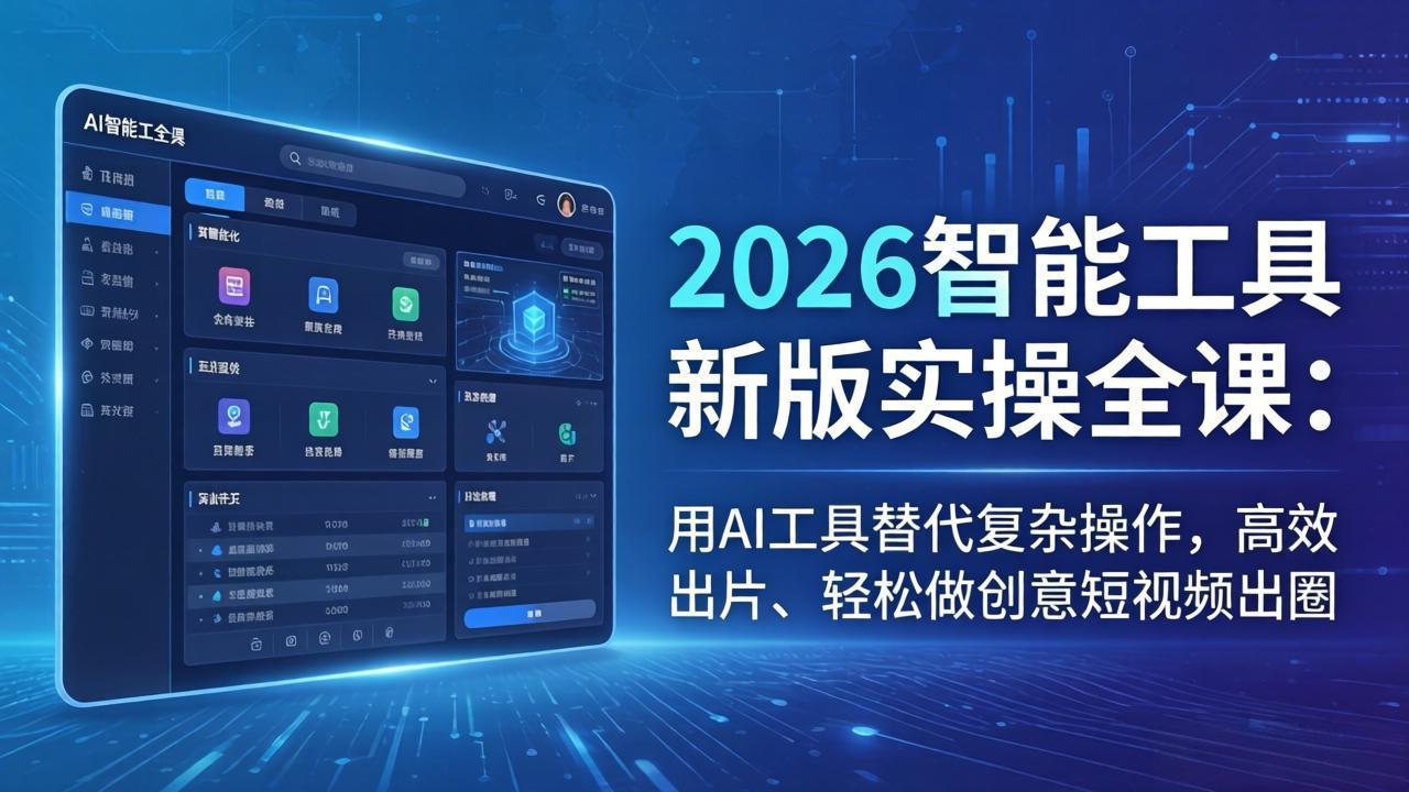 2026智能工具新版实操全课：用AI工具替代复杂操作，高效出片、轻松做创意短视频出圈-hl998