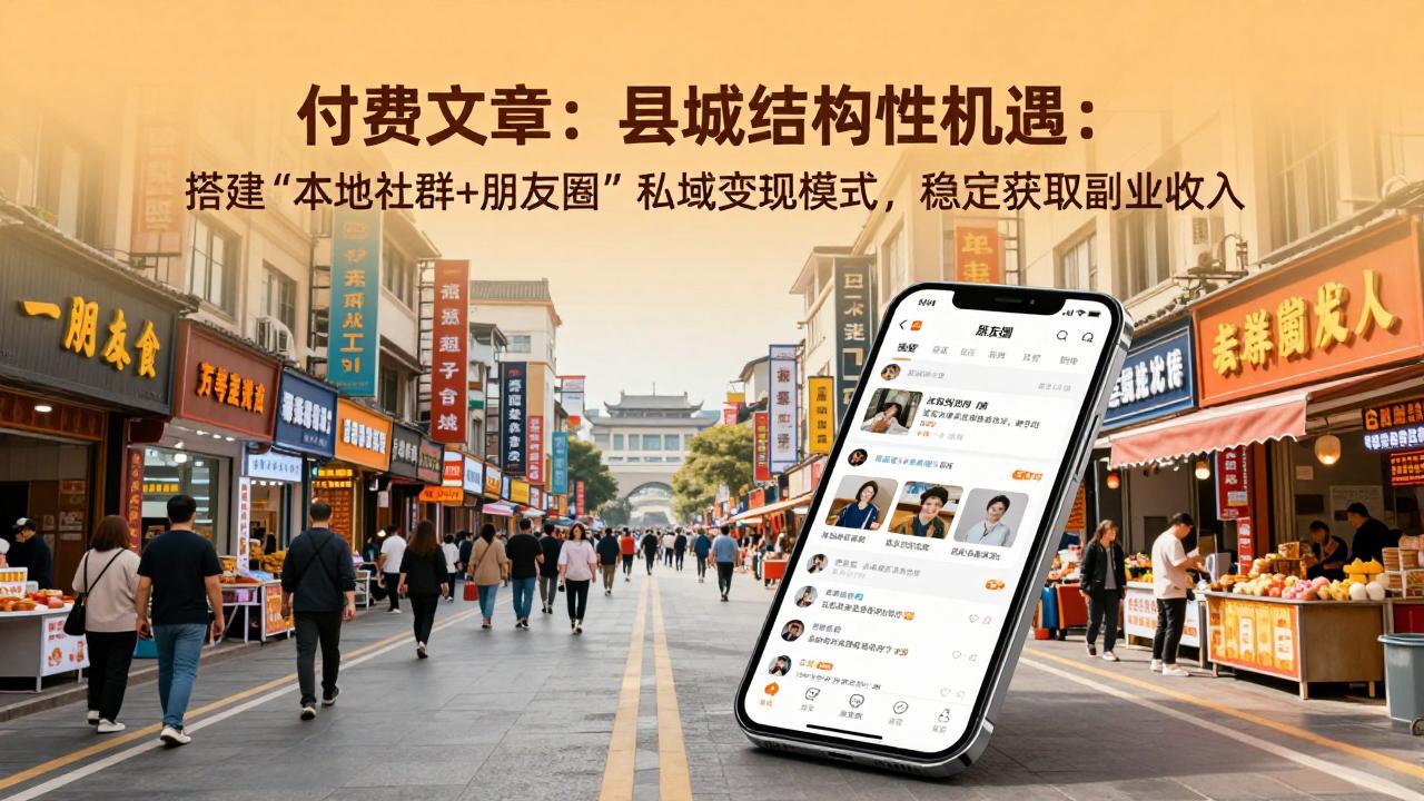 付费文章：县城结构性机遇：搭建“本地社群+朋友圈”私域变现模式，稳定获取副业收入-hl998