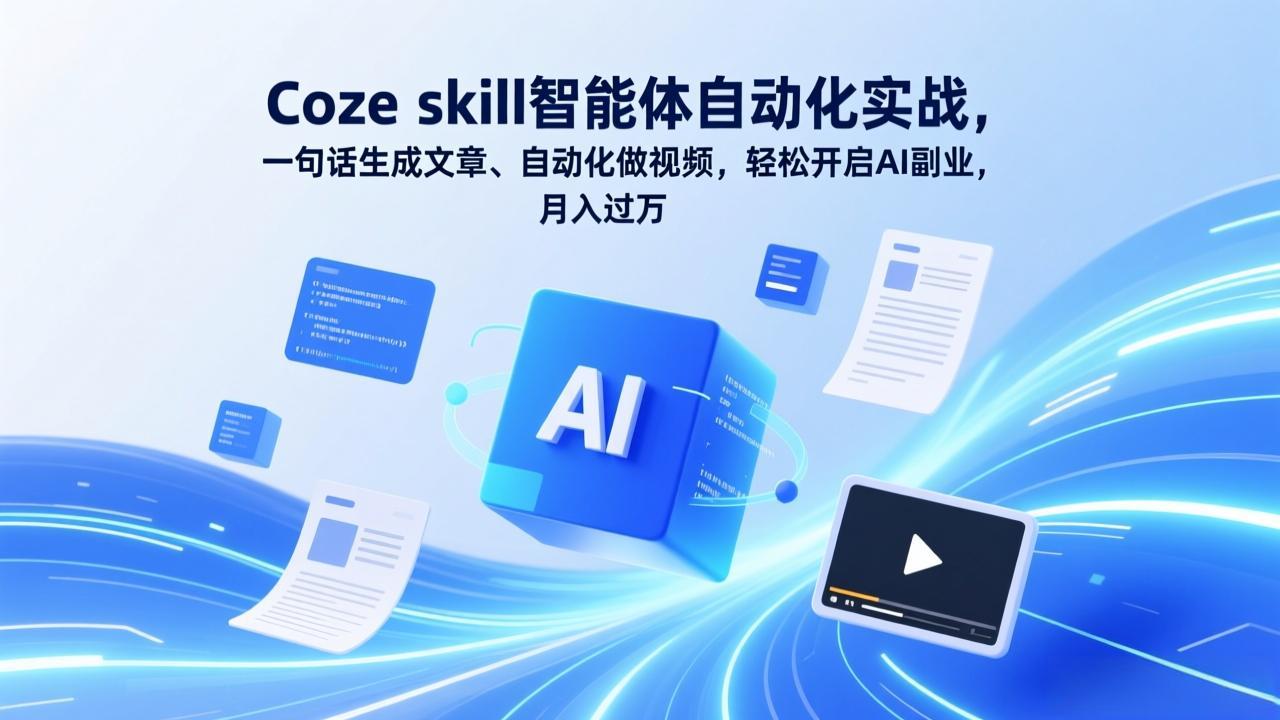 Coze skill智能体自动化实战，一句话生成文章、自动化做视频，轻松开启AI副业，月入过万-hl998