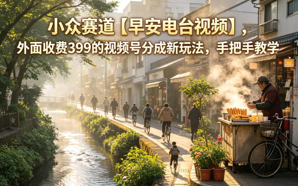 小众赛道【早安电台视频】，外面收费399的视频号分成新玩法，手把手教学-hl998
