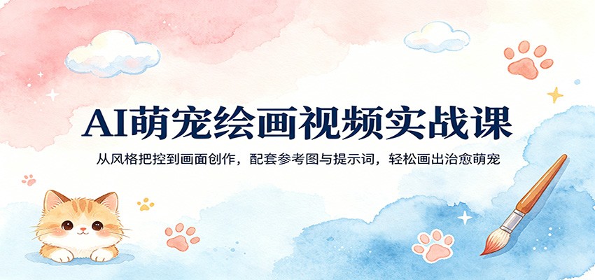 AI萌宠绘画视频实战课：从风格把控到画面创作，配套参考图与提示词，轻松画出治愈萌宠-hl998
