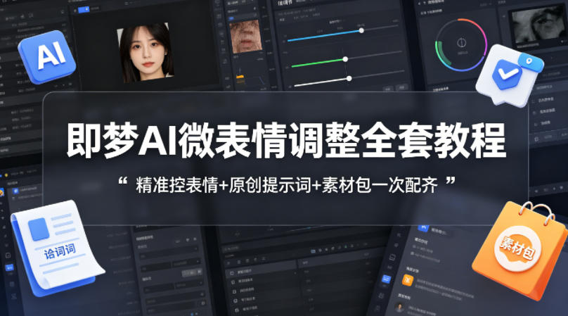 即梦AI微表情调整全套教程，精准控表情+原创提示词+素材包一次配齐-hl998