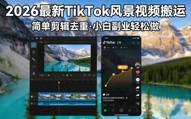 2026最新TikTok风景视频搬运简单剪辑去重小白副业月入 8000-hl998