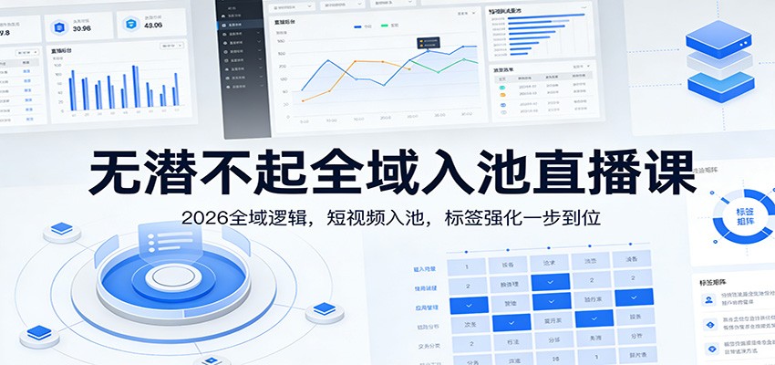 无潜不起全域入池直播课：2026全域逻辑，短视频入池，标签强化一步到位-hl998
